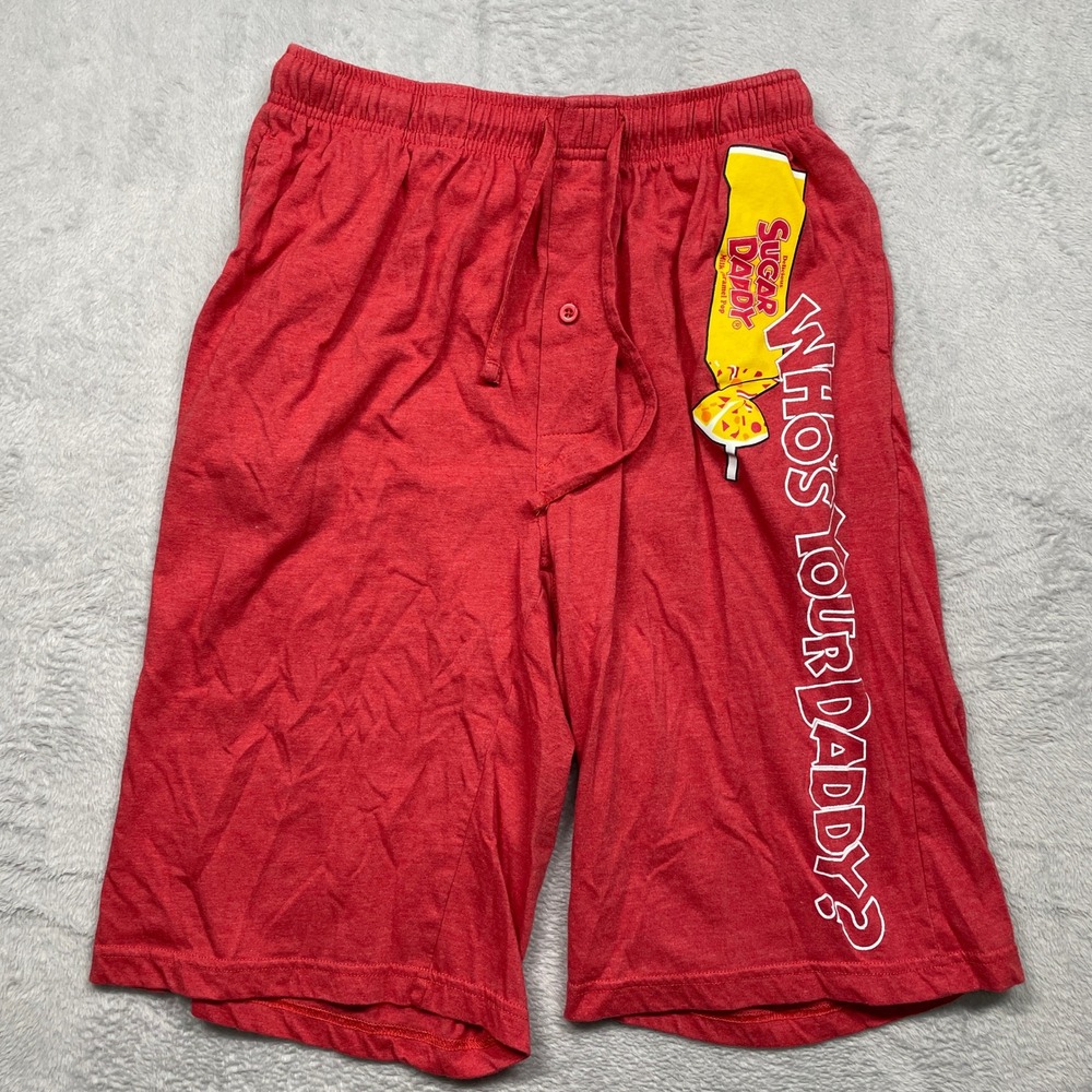 Sugar Daddy Pajama Shorts Men Medium Red Whos Your Daddy Candy Graphic Lounge